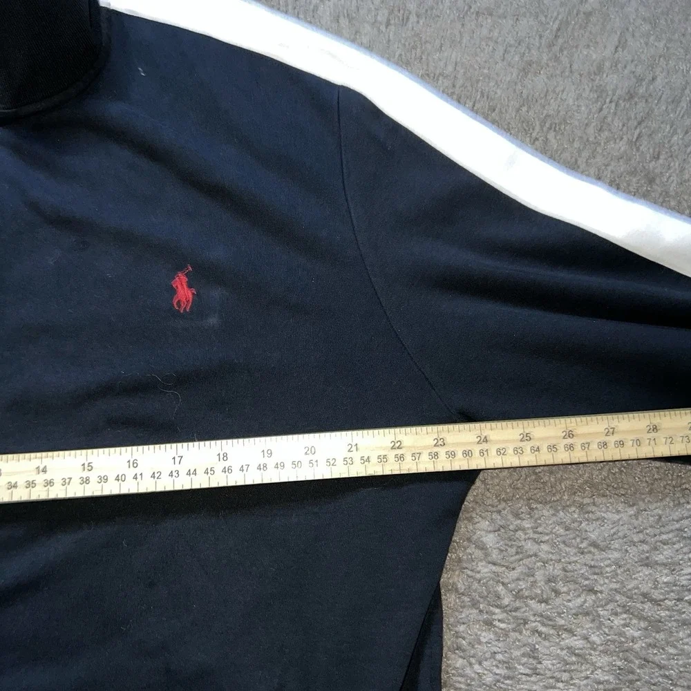 Polo Ralph Lauren Track Jacket Mens XL Black White Stripe Full Zip Pony